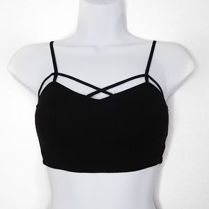 Brandy Melville | Black Cross Bralette Top